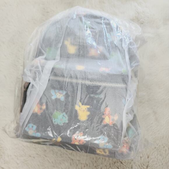 NEW Loungefly Pokémon Starters Exclusive Black Mini Backpack LF - Picture 2 of 8